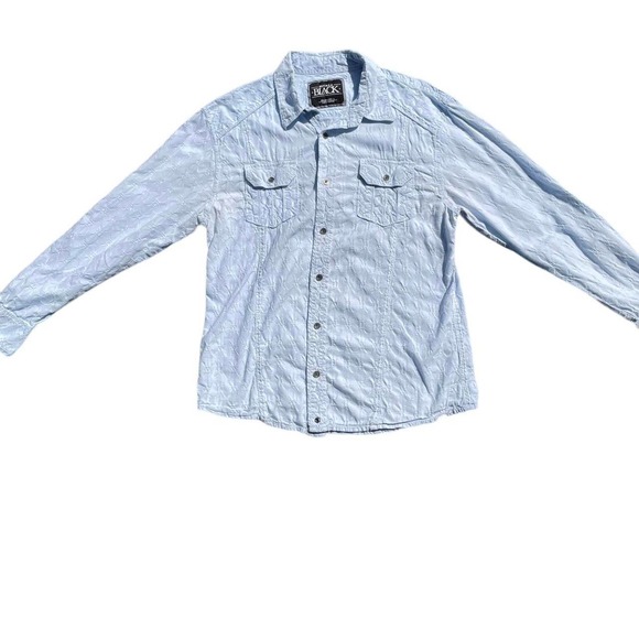 Buckle Black  Long-sleeve Button Up Large Relaxed Fit textured - Picture 1 of 3